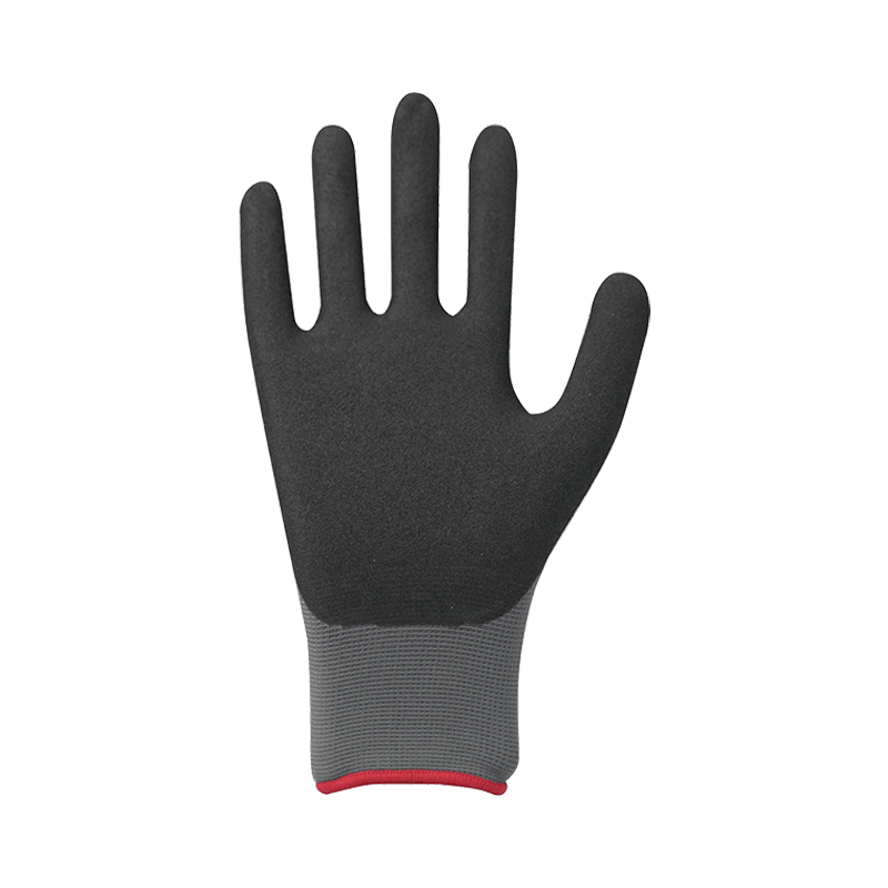 15G nylon/spandex vložka s pískovým nitrilovým povlakem, nitrilová výstelka na zádech